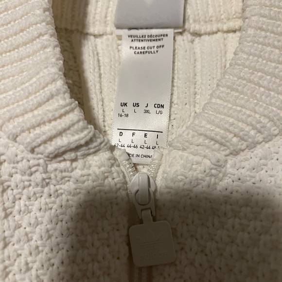 NWOT Adidas Women's Cream Cardigan with Burgundy Accents - Picture 12 of 15